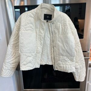 7 For All Mankind Cream Quilted Puffer Jacket